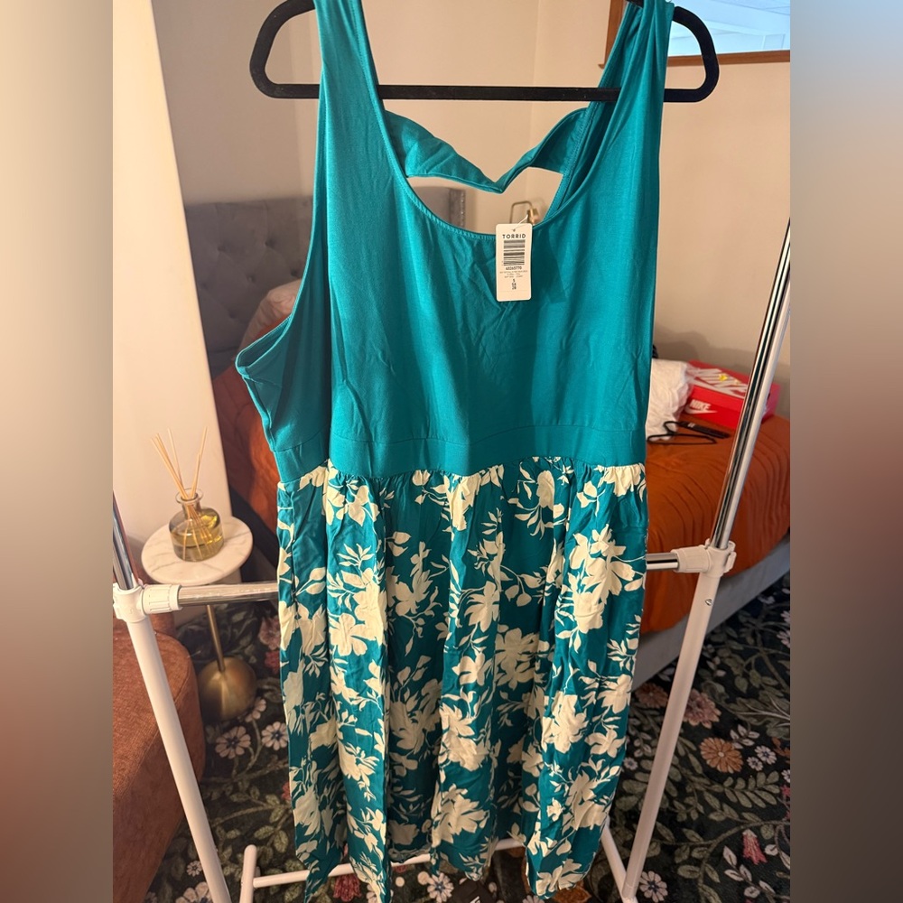 Torrid Teal Twist Back Dress